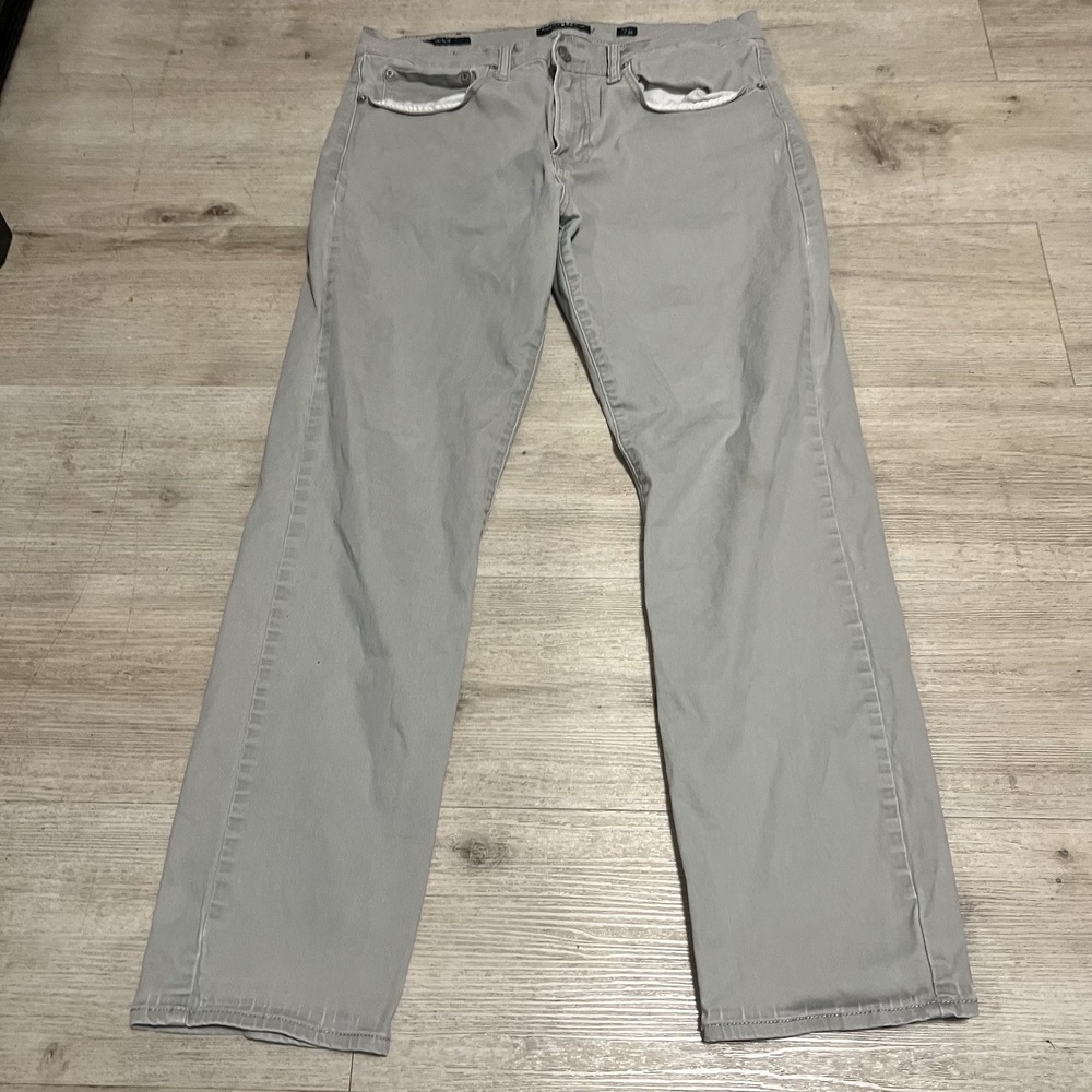 Men's‎ Lucky Brand 121 Slim Straight Stretch Sateen Jeans Pants Gray Beige 34x30